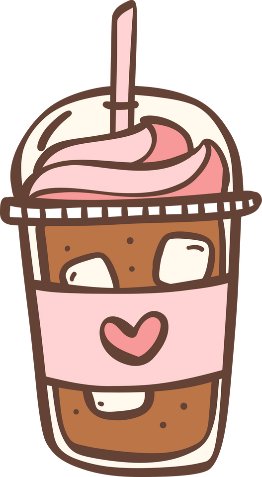 cute ice coffee takeaway cup flat desing